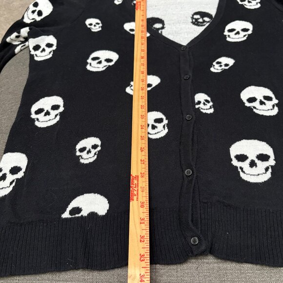 Vintage Y2K Smiling Skulls Women Oversized Cardigan XL Goth Emo Grunge Button up - Picture 6 of 15